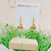 Micro-Inlaid Color Zirconium Cherry-Shaped Earrings (Gold)