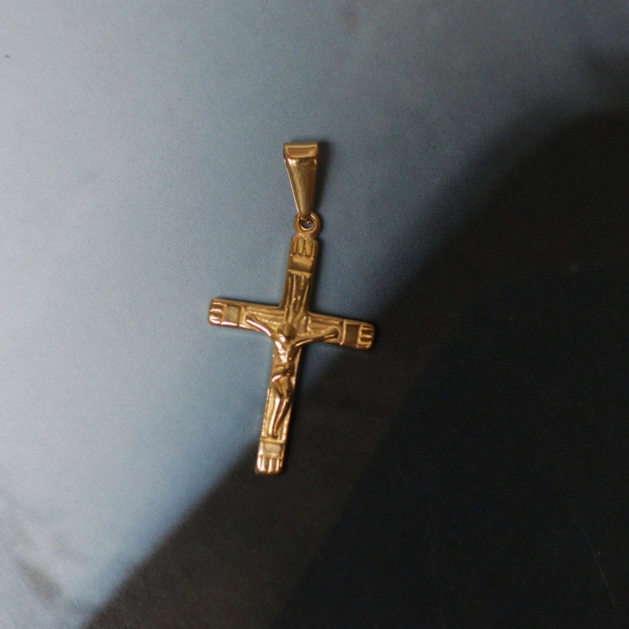 1 Piece Titanium Steel Cross Moon Fish Tail Pendant