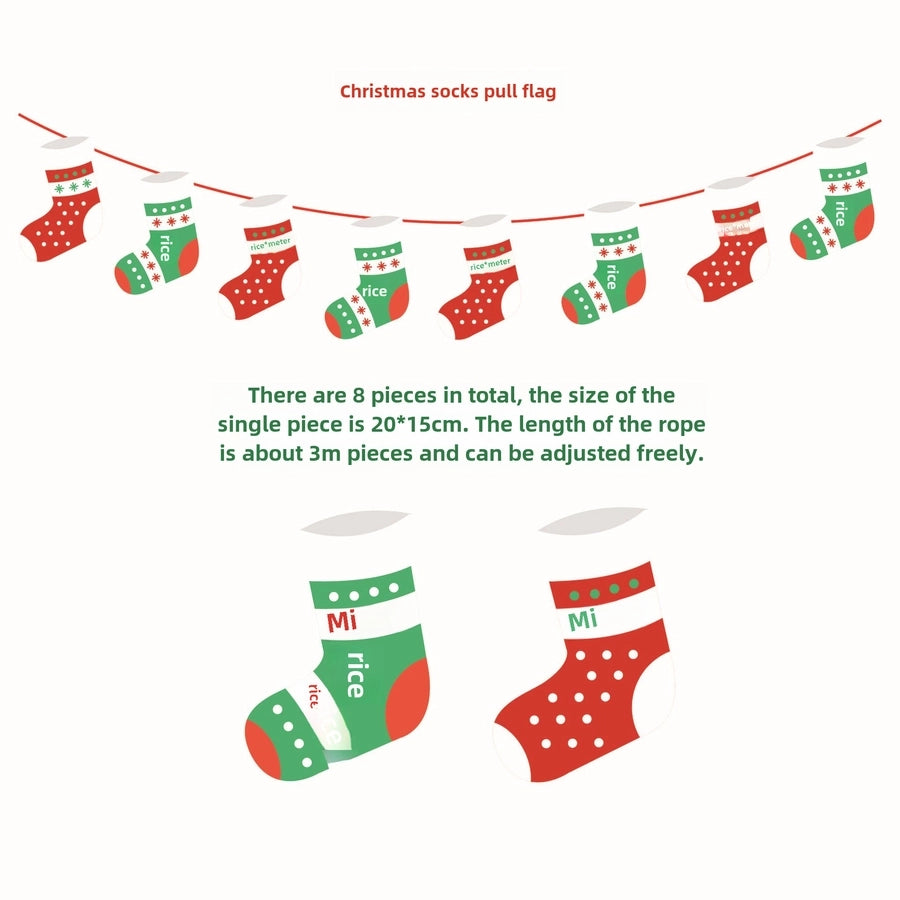 Christmas Paper Flag Christmas Window Hotel Scene Decoration Flag  Santa Claus Flag