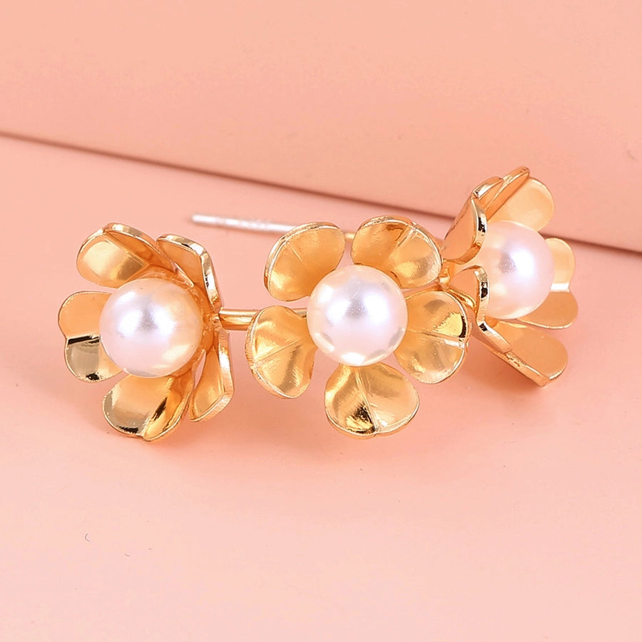 1 Pair Exaggerated Sweet Flower Copper Ear Studs