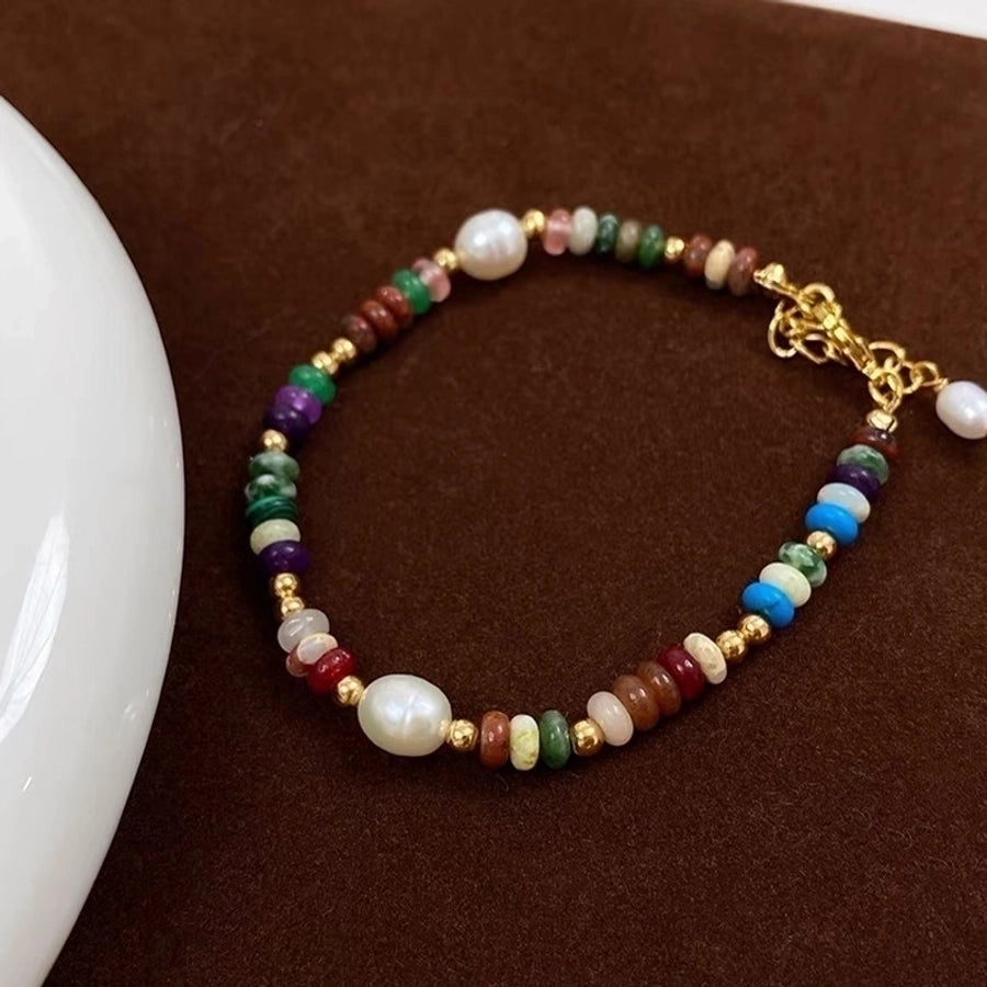 Cute Sweet Colorful 304 Stainless Steel Natural Pearl natural stone Bracelets In Bulk