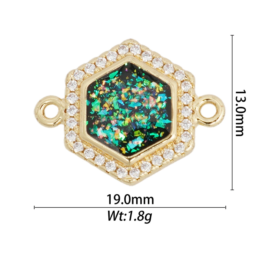 1 Piece Copper Zircon Hexagon Bear Planet Pendant