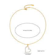 Titanium Steel White Zirconium Hollowed Heart Shape Necklace