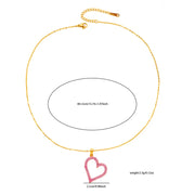 Titanium Steel Rose Red Zirconium Hollowed Heart Shape Necklace