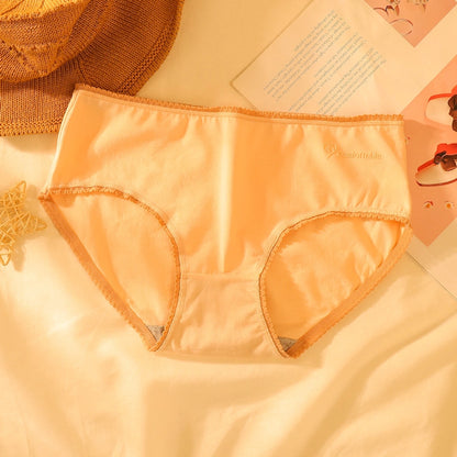 letter solid color breathable mid waist briefs panties