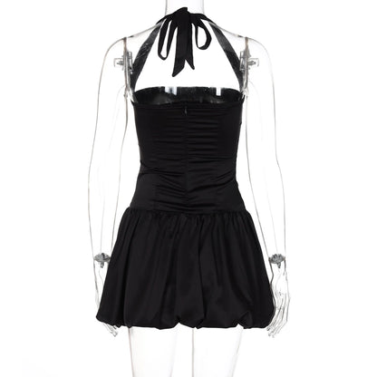 Women's Sheath Dress Sexy Halter Neck Backless Sleeveless Solid Color Short Mini Dress Banquet