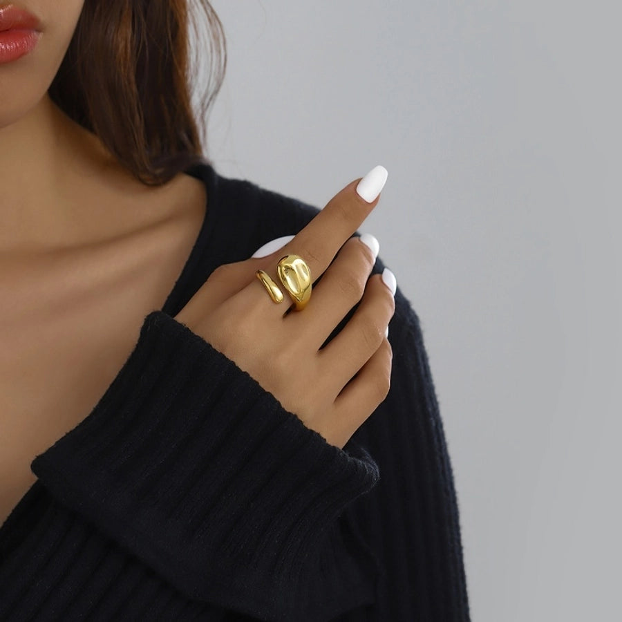 Jewelry Elegant Classical Vintage Style Geometric Water Droplets 316L Stainless Steel  Titanium Steel Wide Band Rings Open Rings