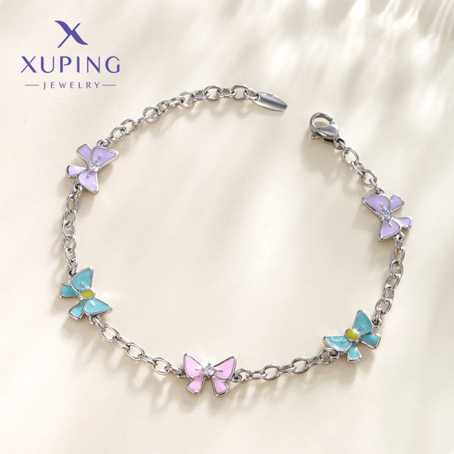 Jewelry Cute Sweet Bow Knot Copper Platinum Plated Enamel Plating Bracelets