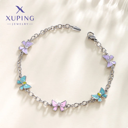Jewelry Cute Sweet Bow Knot Copper Platinum Plated Enamel Plating Bracelets