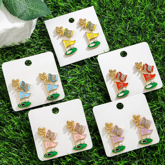 1 Set Cute Ball Tennis Racket Golf Alloy Ear Studs