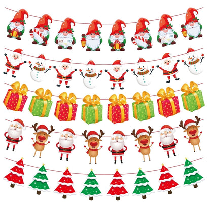 Christmas Paper Flag Christmas Window Hotel Scene Decoration Flag  Santa Claus Flag