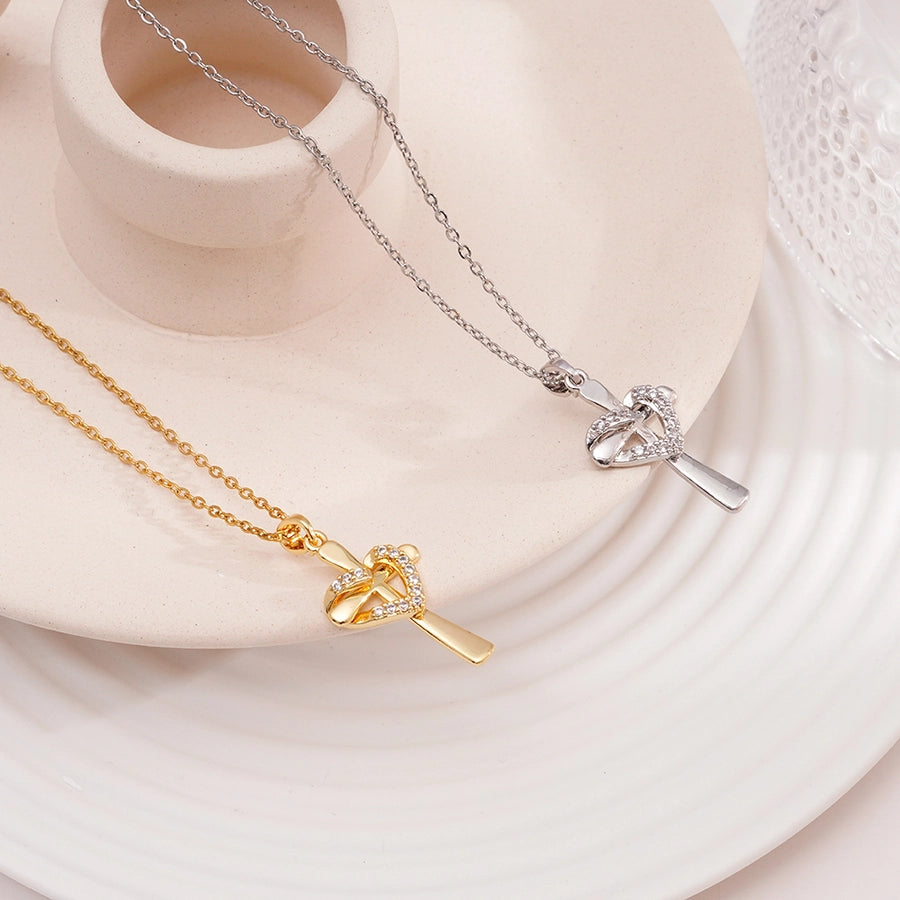 Jewelry Glam Lady Sexy Cross 304 Stainless Steel Copper Necklace