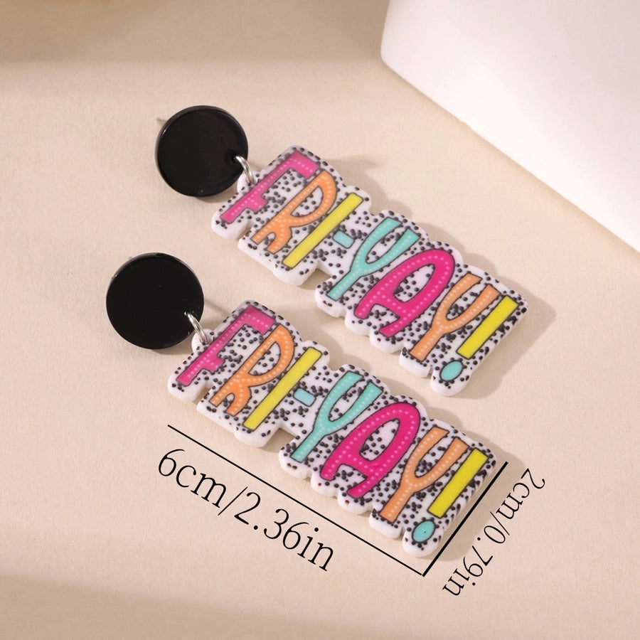 1 Pair Classic Style Letter Synthetic Resin Drop Earrings