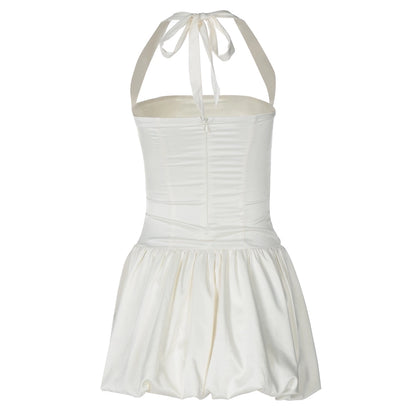 Women's Sheath Dress Sexy Halter Neck Backless Sleeveless Solid Color Short Mini Dress Banquet
