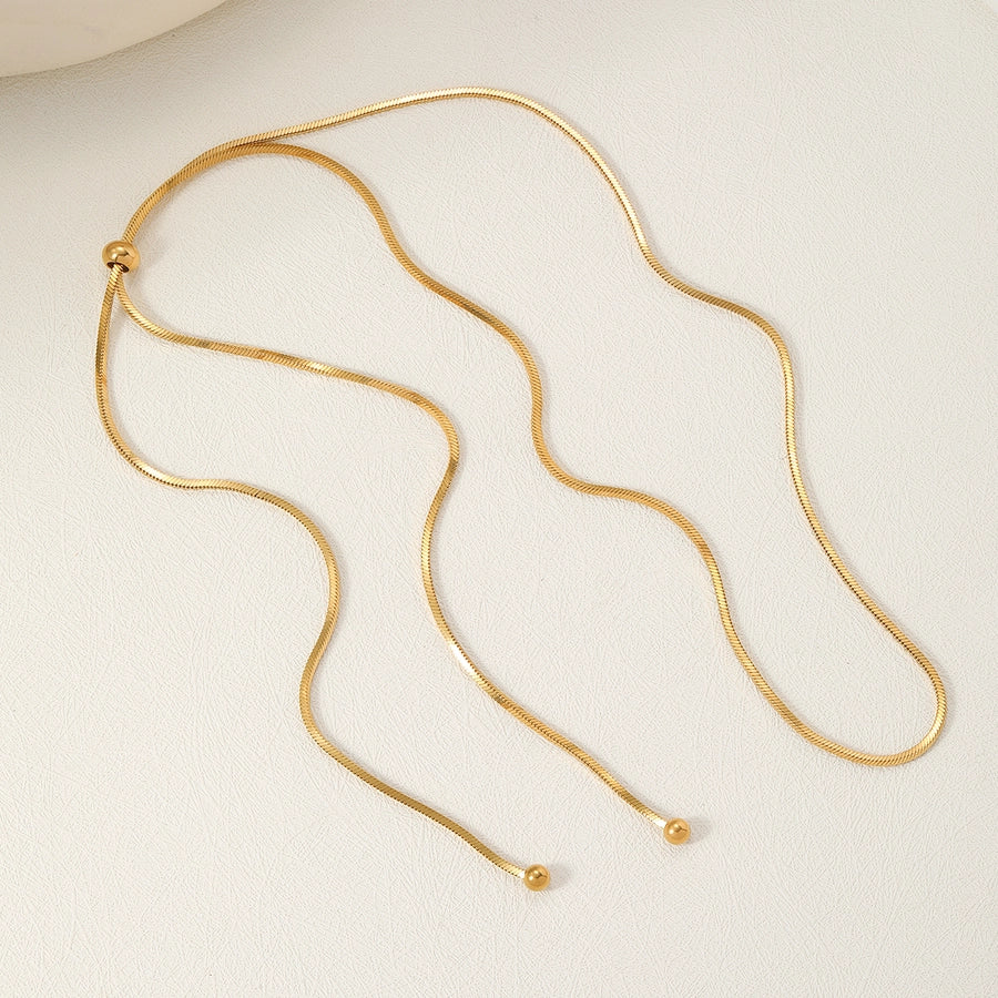 Jewelry Basic Sweet Simple Style Square Solid Color 304 Stainless Steel 18K Gold Plated Long Necklace