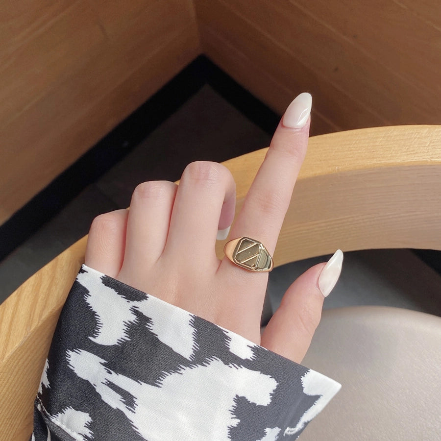 925 Sterling Silver Geometric Adjustable Ring