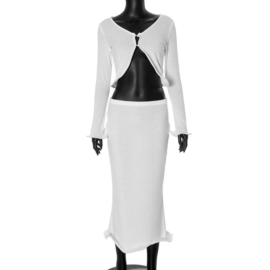 Daily Women's Streetwear Solid Color Spandex Polyester Skirt Sets Skirt Sets