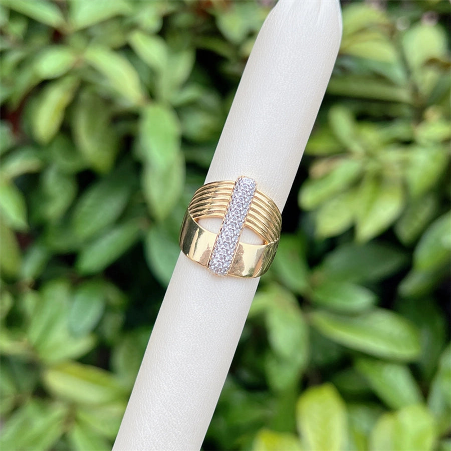 Copper 18K Gold Plated Geometric Zircon Open Rings