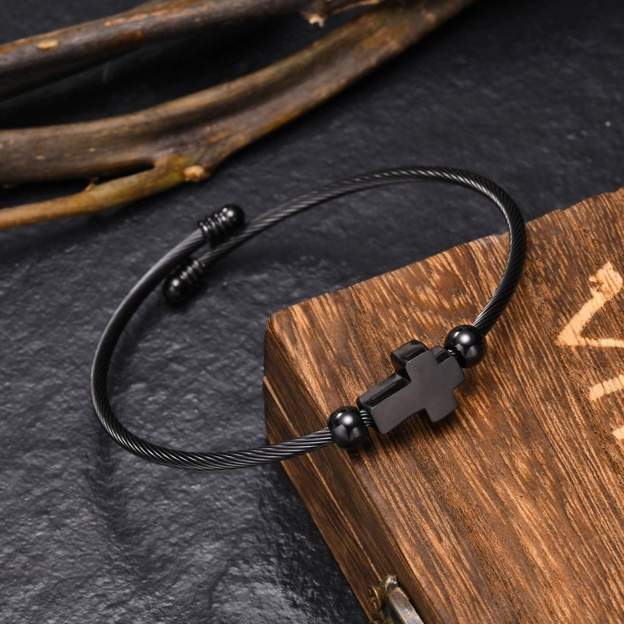 Religion Punk Cross 304 Stainless Steel 18K Gold Plated  Bangle In Bulk