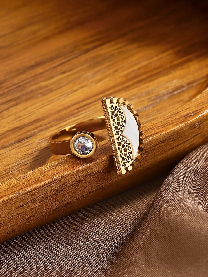 Jewelry Classical Exaggerated Simple Style Devil's Eye Oval Watermelon 316L Stainless Steel  Resin Adjustable Ring