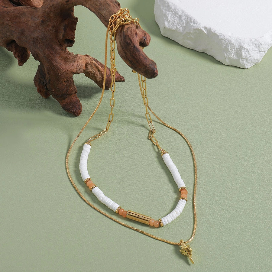 Casual Luxurious Irregular 304 Stainless Steel Shell Copper Paperclip Chain snake chain Layered Necklaces