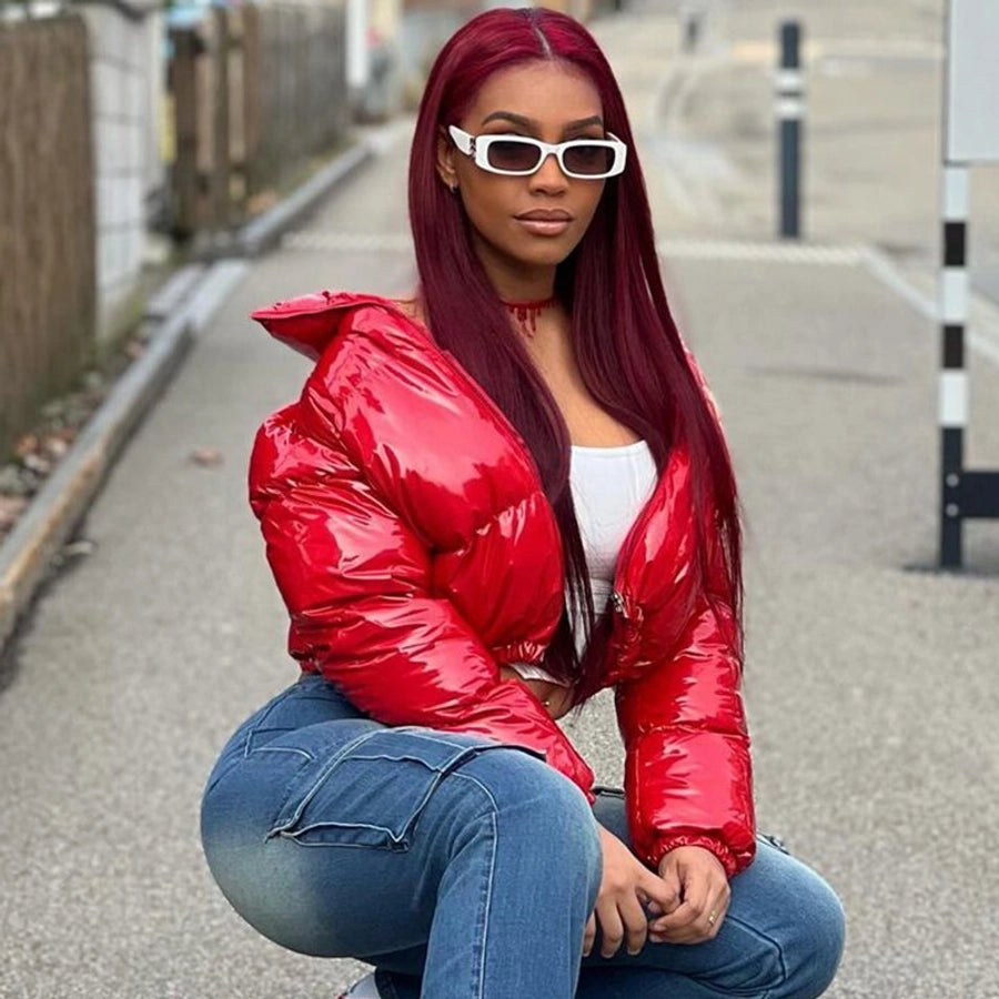 Women's Streetwear Solid Color Zipper Coat cotton clothes