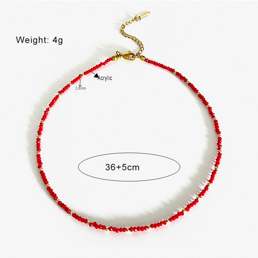 Casual Vintage Style Fish 18K Gold Plated 316L Stainless Steel  Arylic Beaded Chain Beaded Necklaces