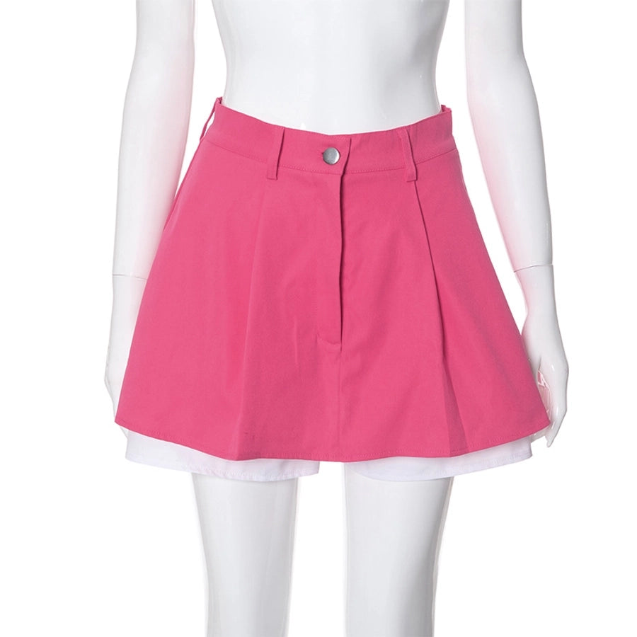 Summer Streetwear Solid Color Spandex Polyester Above Knee Skirts