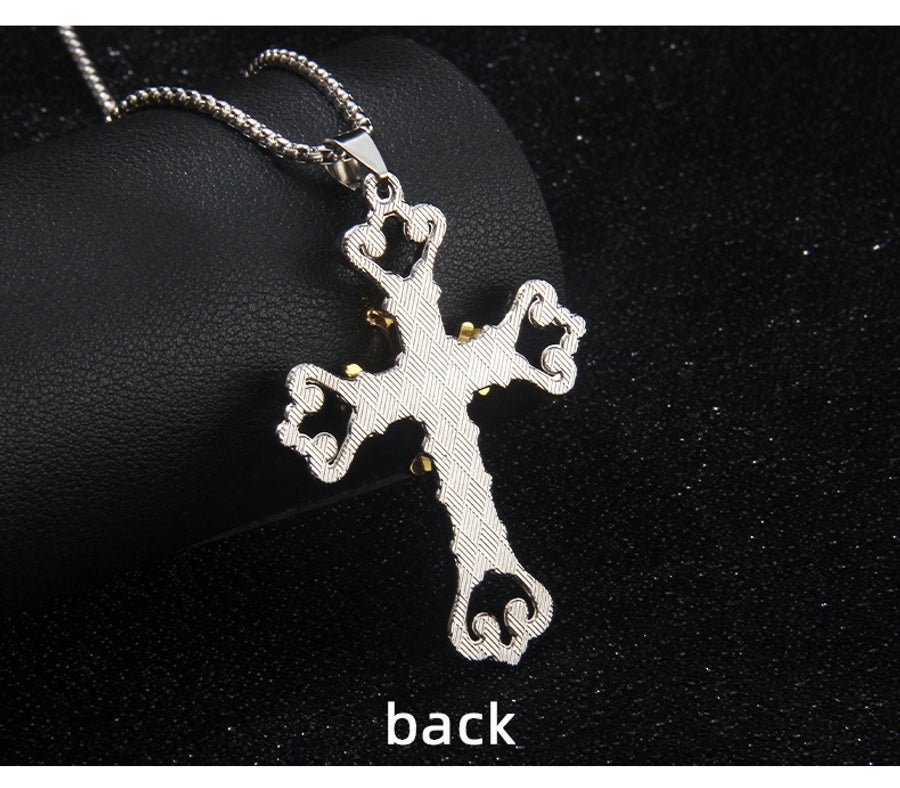 Hip-Hop Simple Style Cross 201 Stainless Steel Alloy Inlay Unisex Pendant Necklace