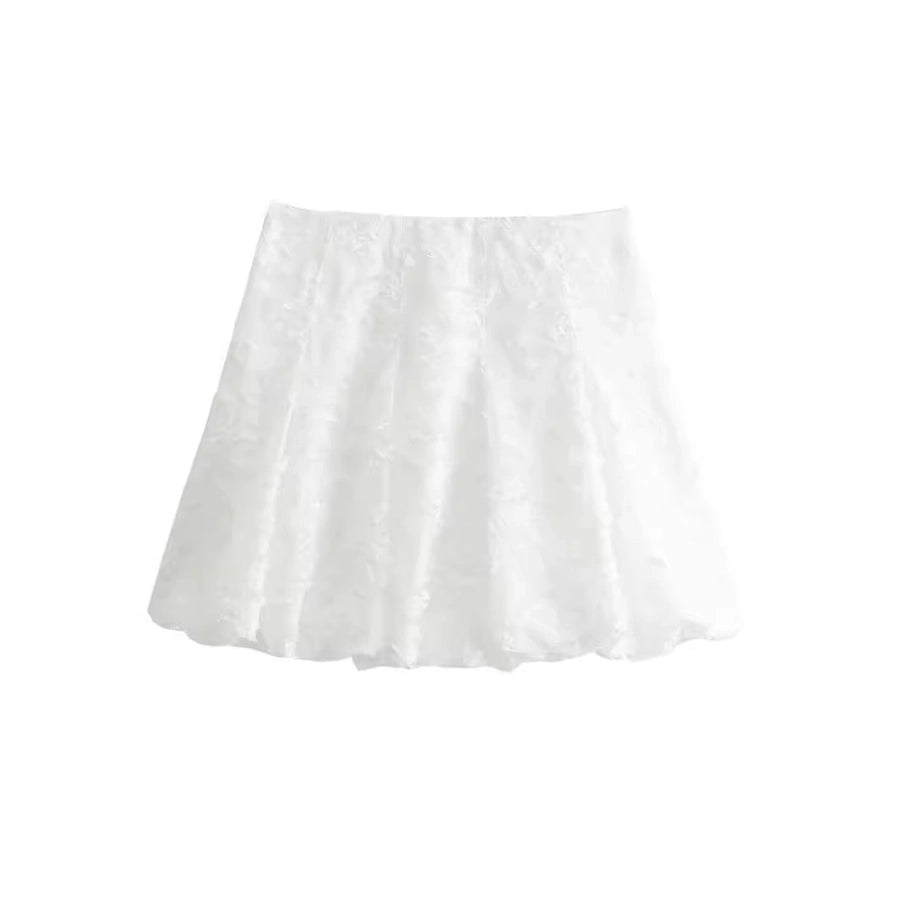 Summer Casual Solid Color Polyester Above Knee Skirts