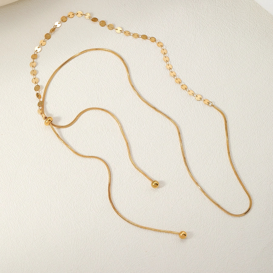 Jewelry Basic Sweet Simple Style Square Solid Color 304 Stainless Steel 18K Gold Plated Long Necklace