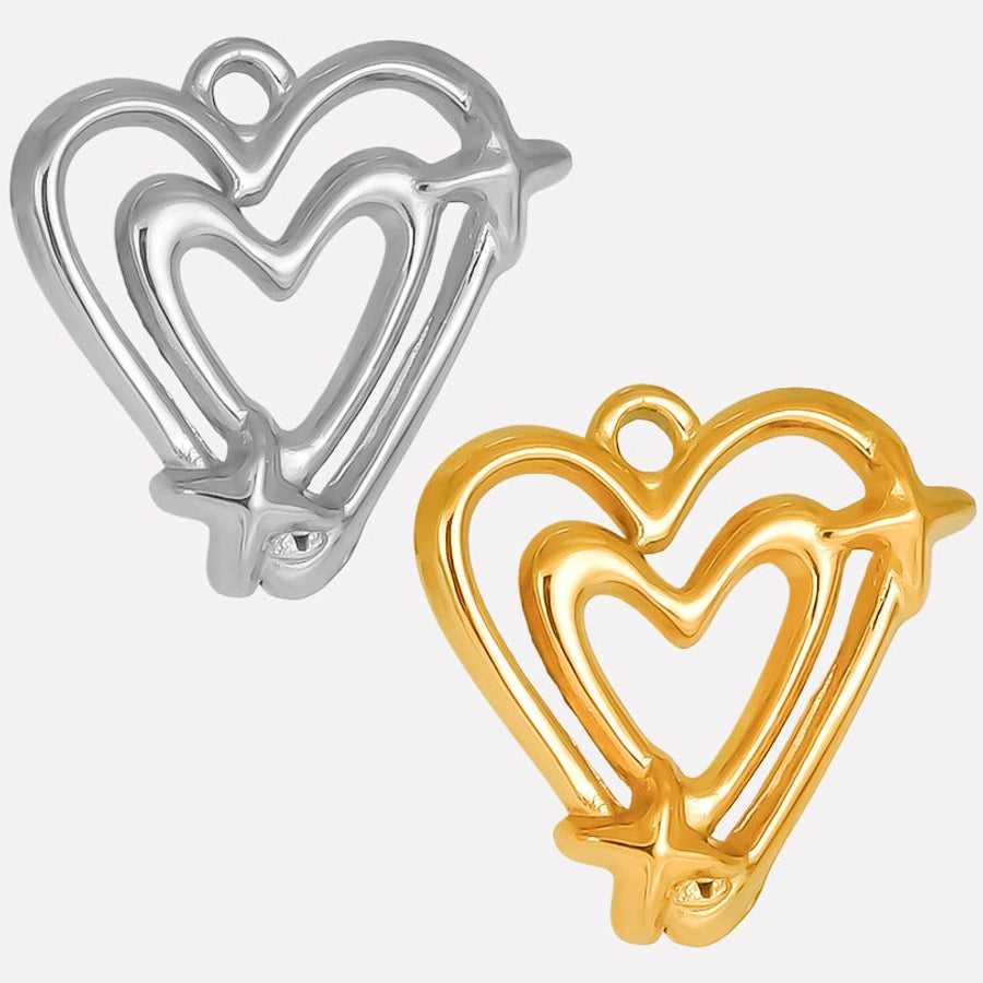 1 Piece 17*18 304 Stainless Steel 18K Gold Plated Heart Shape Pendant Jewelry Accessories