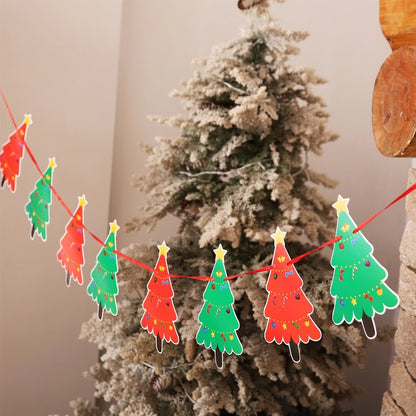 Christmas Paper Flag Christmas Window Hotel Scene Decoration Flag  Santa Claus Flag