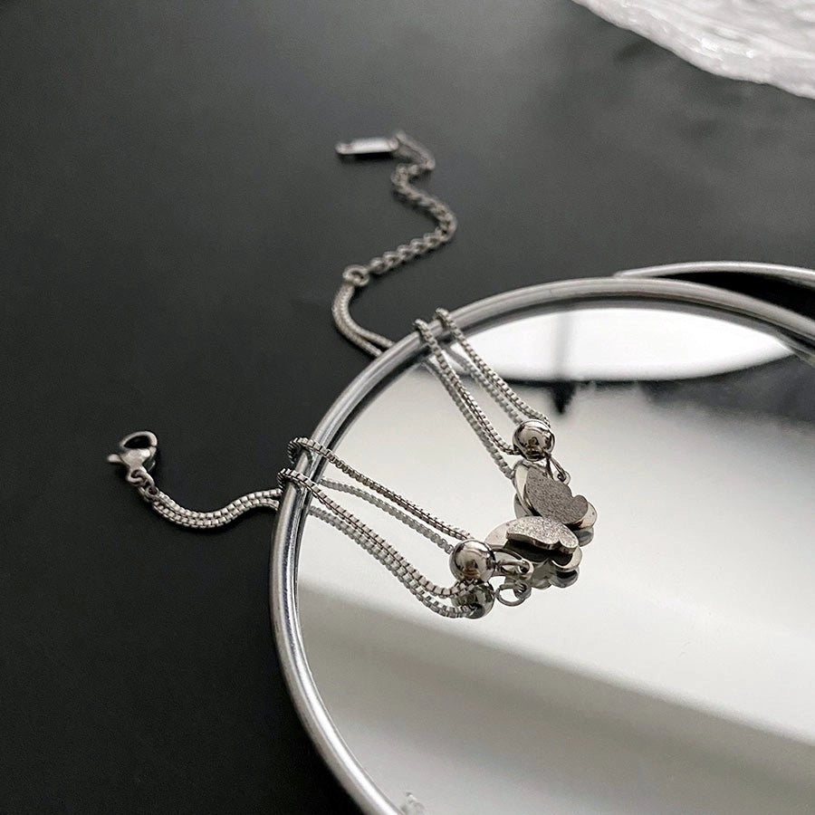 Casual Lady Simple Style Butterfly Titanium Steel box chain Bracelets In Bulk Stainless Steel Bracelets
