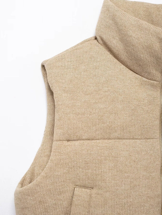Women's Casual Solid Color Zipper Vest