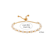 Freshwater Pearl Spacer Beads Drawstring Bracelet-Gold
