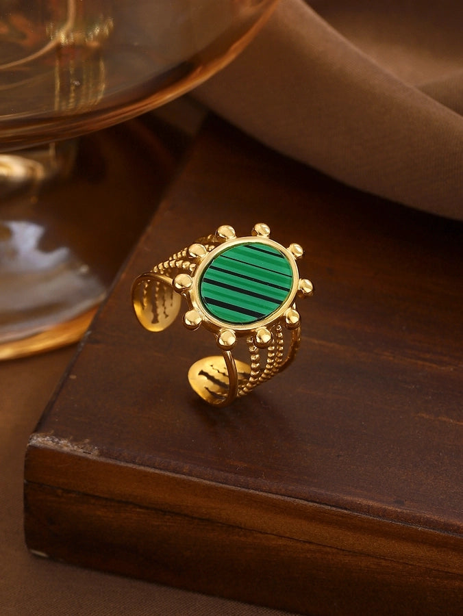 Jewelry Classical Exaggerated Simple Style Devil's Eye Oval Watermelon 316L Stainless Steel  Resin Adjustable Ring