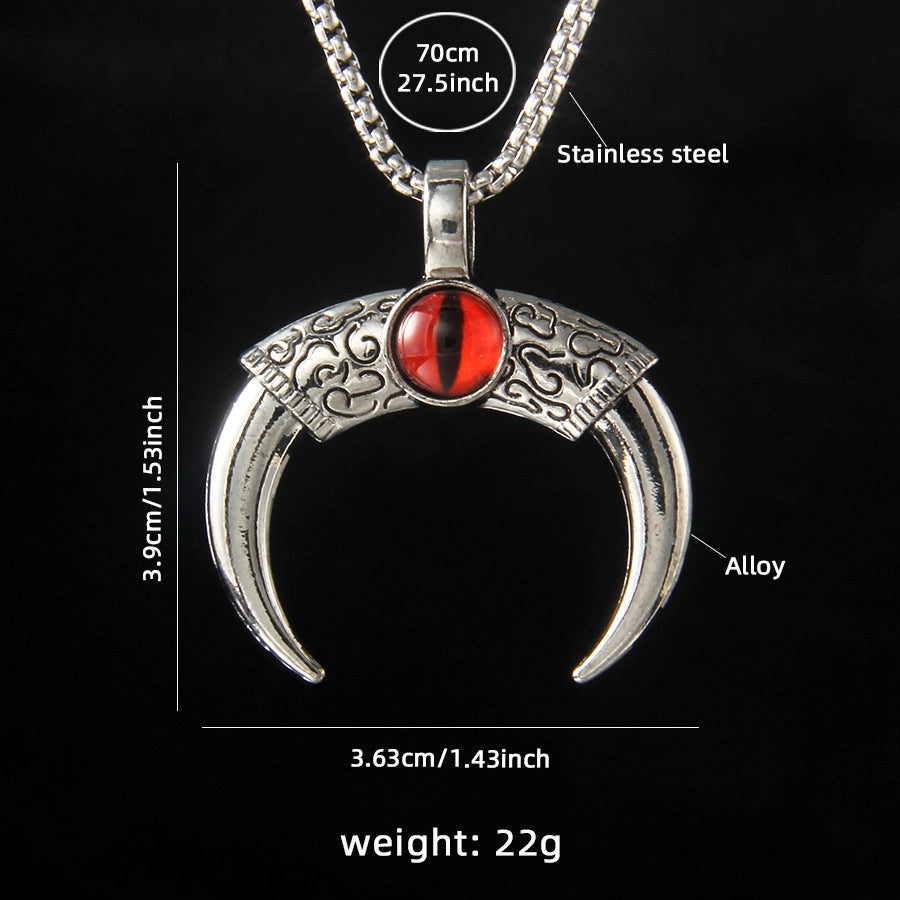 Hip-Hop Vintage Style Devil's Eye Horns 201 Stainless Steel Alloy Plating Unisex Pendant Necklace