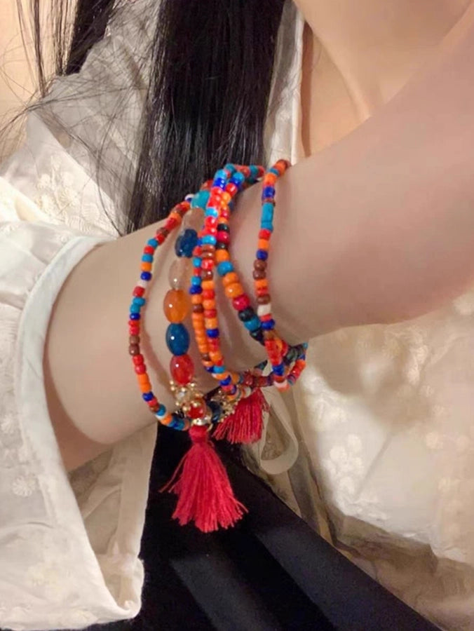 Bohemian Round Elastic string Glass Seed Bead Beaded Bracelets