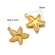 25*30 Single-Sided Polka Dot Thick Starfish 2.1mm Single Hanger Gold