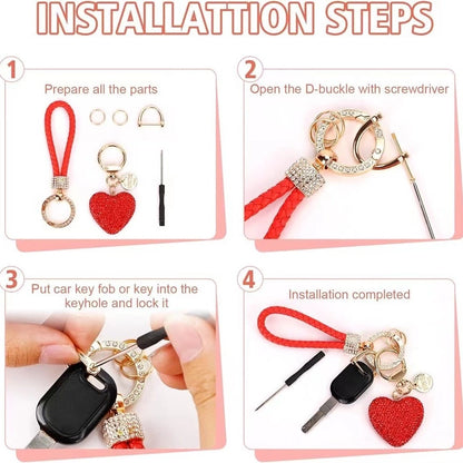 hot sale women's car keychain full diamond peach heart key chain Valentine's Day love keychain bag pendant