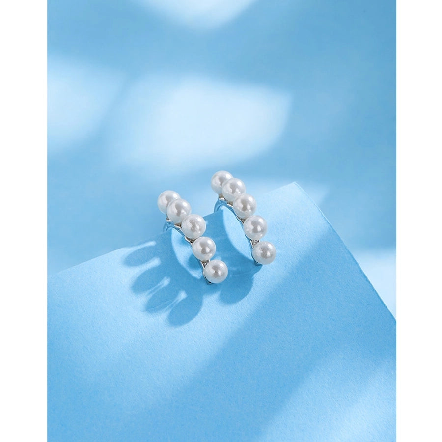 1 Pair 925 Sterling Silver Artificial Pearls 925 Sterling Silver Earrings Geometric Ear Studs