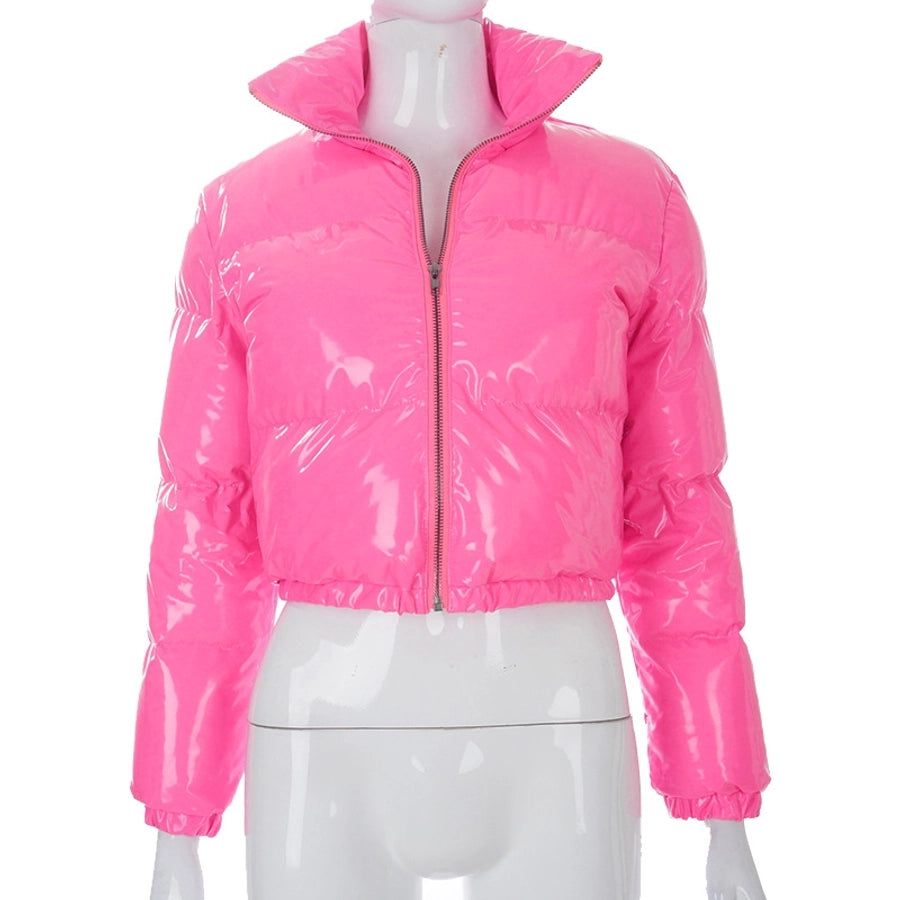 Women's Streetwear Solid Color Zipper Coat cotton clothes