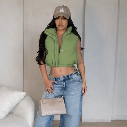 Women's Casual Solid Color Zipper Vest