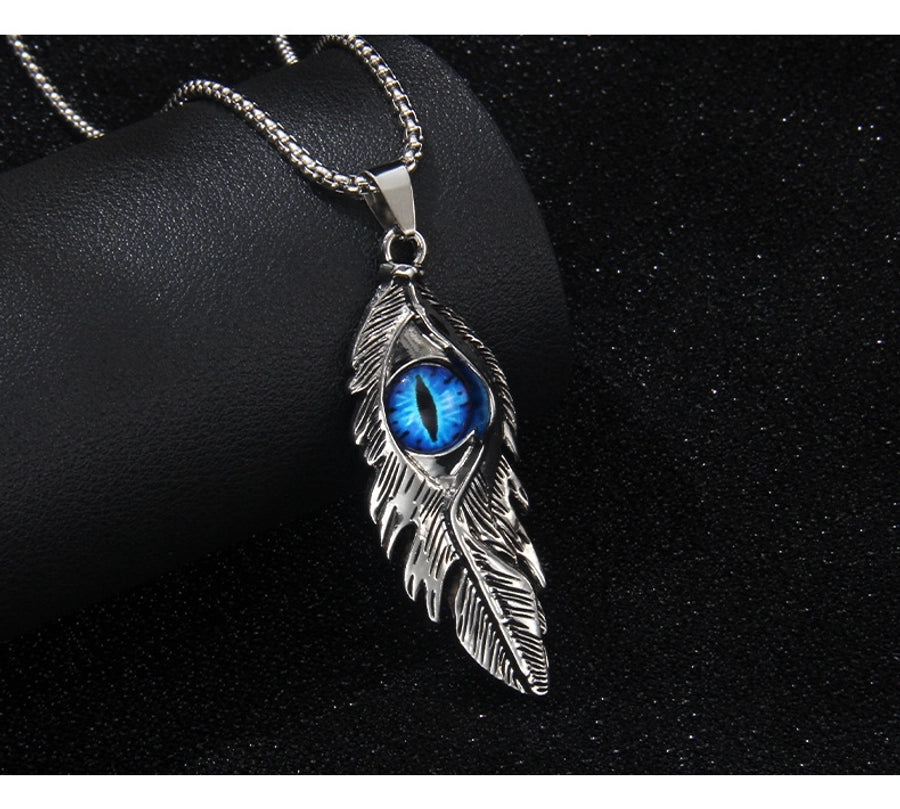Hip-Hop Devil's Eye Feather 201 Stainless Steel Alloy Unisex Pendant Necklace