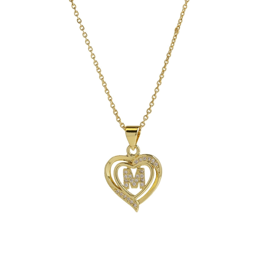 Brass cable chain Plating Letter Heart Shape Pendant Necklace