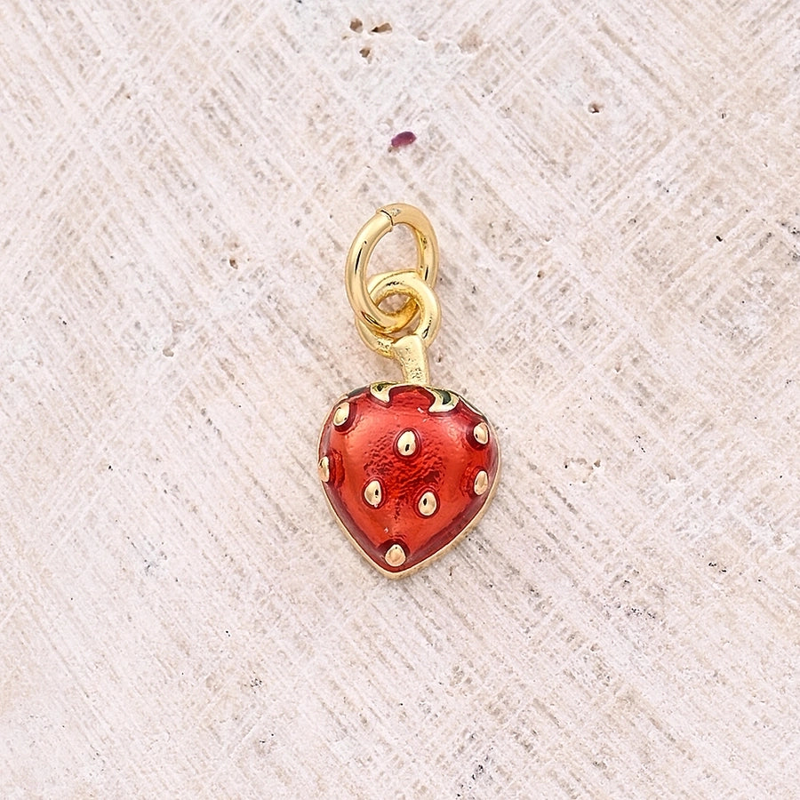1 Pc/Package 11.5x10mm 12x9mm 13.5x11.5mm Hole 3~3.9mm Copper Zircon 18K Gold Plated Cherry Apple Strawberry Polished Pendant Jewelry Accessories