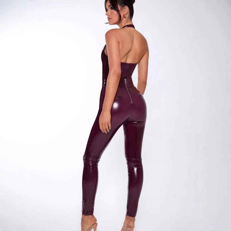 Women's Holiday Sexy Solid Color Ankle-Length Jumpsuits