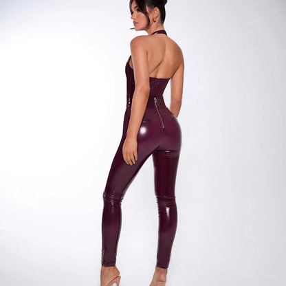 Women's Holiday Sexy Solid Color Ankle-Length Jumpsuits