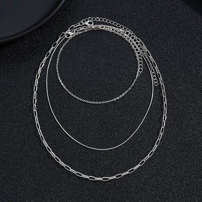 Simple Style Solid Color Alloy Paperclip Chain cable chain snake chain Layered Necklaces
